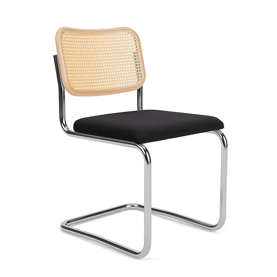 Breuer Collection Cesca Chair -Back in cane insert and upolstered seat-