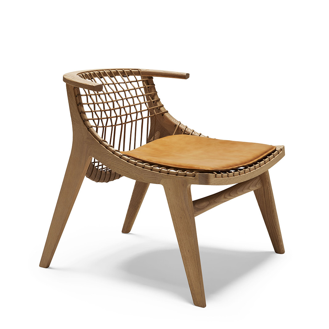 Citterio Collection Klismos Lounge chair woven back