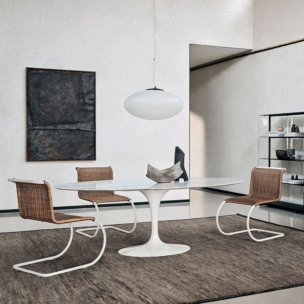 Mies van der Rohe Collection MR chair without Arms - Rattan Matte Frame